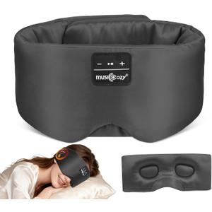 MUSICOZY 3D Silk Bluetooth Sleep Mask Headphones, Mulberry Silk Eye Mask with Ultra-Thin Wireless Speakers, Bluetooth 5.4 Sleeping Headphones for Side Sleepers, Music Sleep Mask Gifts for Men Women
