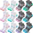 Bemeol Ankle Socks Girls 12 Pairs Girls Socks Kids Low Cut Ankle Athletic Cotton Sports Sock (White)