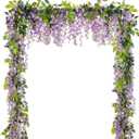 5 Pcs Purple Wisteria Garland Artificial Flower Arch Floral Garland Decor Fake Hanging Flowers for Wedding Arch
