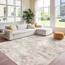 Washable Abstract 10x12 Area Rug - Large Soft Rugs for Living Room Non Slip Indoor Carpet for Bedroom Living Room Farmhouse Distressed Stain Resistant Floor Decor Mat 10x12 Brick/Brown/Beige