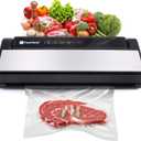 Fresh World Vacuum Sealer Machine, Food Sealer Machine 75KPA Automatic for Food Saving Dry/Moist Mode, Air Suction Hose, One-Touch,High Suction Power Compact Design with 10 Vacuum Sealer Bags