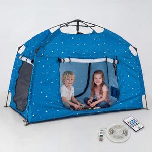 Kids Play Tent-Portable Playhouse Children House -Easy Set up Indoor Outdoor with Carry Bag for Kids-Light Strip Design for Night Use with Starry Fabric - Space for Children and Parents-Birthday