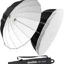 Godox 41.3" / 105cm Parabolic Deep Reflective Umbrella White Inner Studio Soft Light Umbrella with Withe Diffuser Cover for Photography Video Studio Shooting