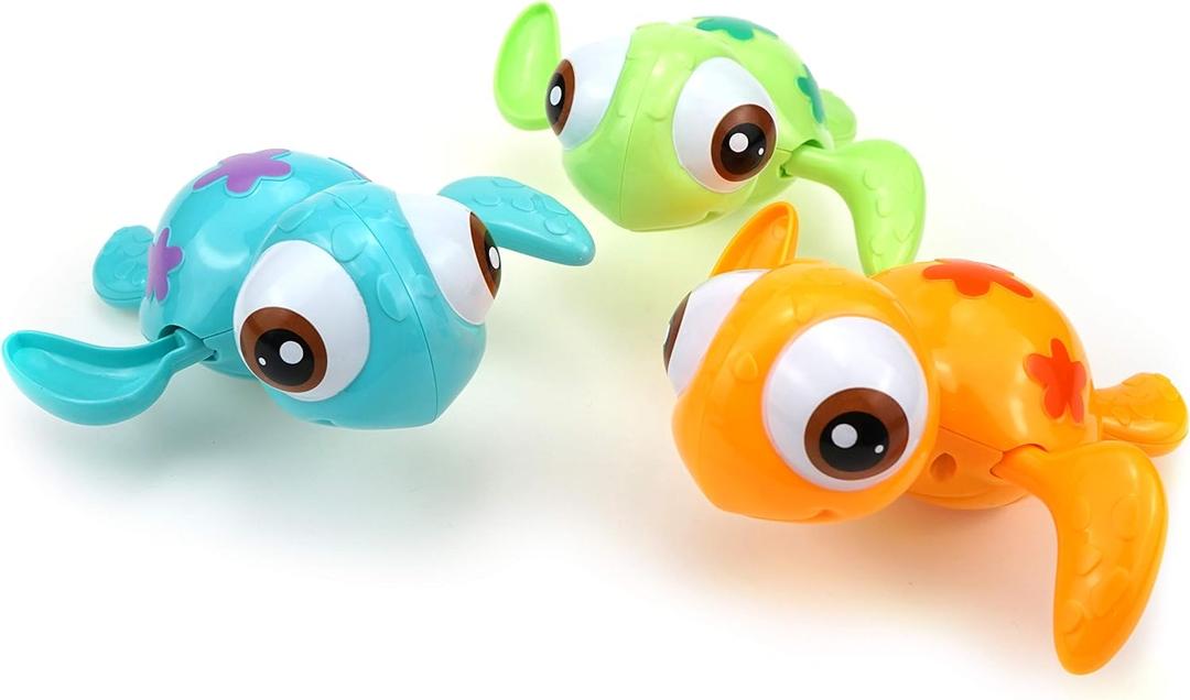 DUCKBOXX XX Wind-up Swimming Sea Turtles Bath Toy, No Battery Mold-Free Anti-Rust Interactive Montessori Toy for Kids 18M+ (3pcs) (Multicolor)