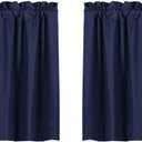 Valea Home Blackout Tiers Curtain for Small Window Rod Pocket Kitchen Curtains Room Darkening Short Curtains for Bedroom, Navy Blue, 30 inch x 36 inch, 2 Panels