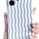 Lovmooful for iPhone 16 Case Cute Color Wavy Striped-Blue&White