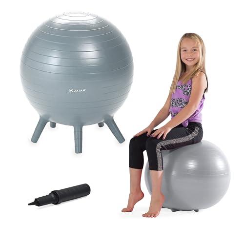 Gaiam Kids Stay-N-Play Children's Balance Ball - Flexible School Chair Active Classroom Desk Alternative Seating Built-In Stay-Put Soft Stability Legs, Includes Air Pump