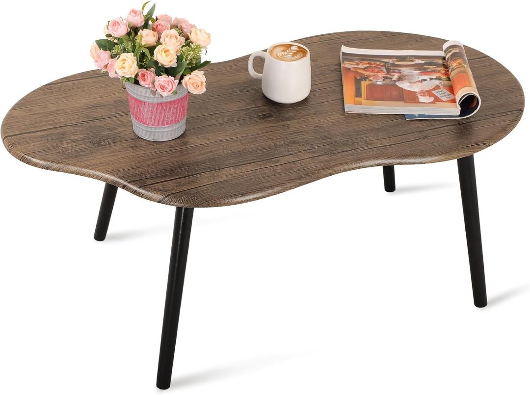 Small Coffee Table Irregular Wood Grain Desktop Coffee Tables Simple Modern Cloud Shaped Center Table Floor Standing Table for Living Room, Home Office