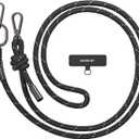 MAGEASY Universal Cell Phone Lanyard - Anti-Theft Thick Rope Crossbody Phone Strap for iPhone 16 Pro Max & Most Smartphones, for Men & Women | 8.3mm Reflect Black