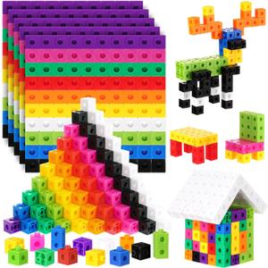 Jenaai 1000 Pieces Linking Counting Cubes, Plastic Counting Blocks, Colorful Math Cubes, Math Manipulatives Classroom Learning Supplies for Preschool Activities Boys Girls(Classic Style)