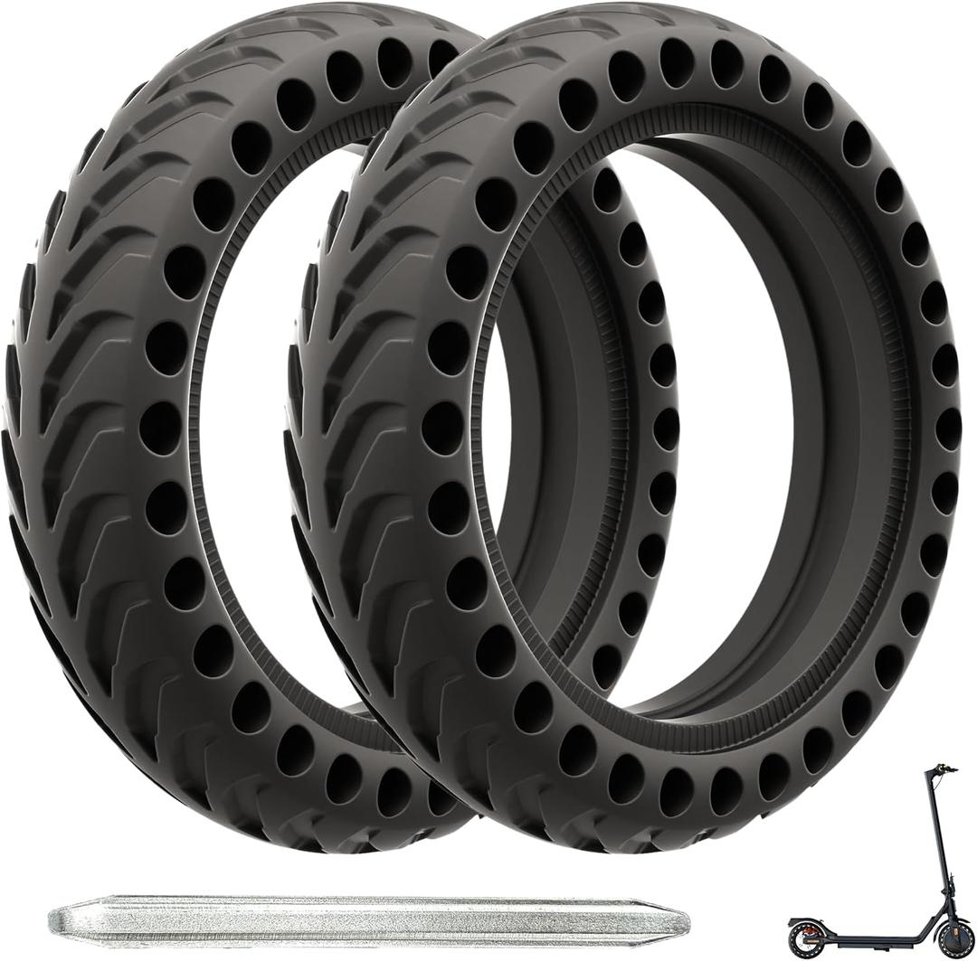 8.5" Solid Electric Scooter Tire, Honeycomb Shock-Absorbing Replacement with Lever, Compatible with Xiaomi M365/Pro/1S, Ninebot E22/E25, Gotrax GXL V2 (2PS)
