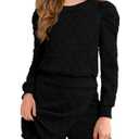 Haloumoning Girls 2 Piece Fall Outfits Clothing Sets Kids Puff Long Sleeve Argyle Sweatshirts and Wrap Skorts 5-14 Years (Black)