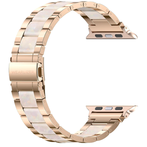 Wearlizer Compatible with Apple Watch Band 38/40/41/42mm Fashion Wristband Women, Stainless Steel + Resin Metal Replacement for iWatch Series 11 10 9 8 7 6 5 4 3 SE/Ultra 3 2 1RoseGold+Starlight