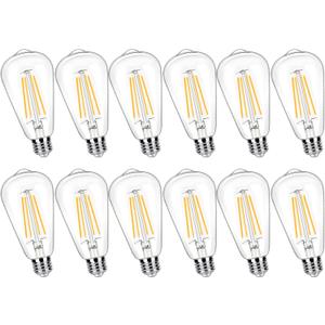 12 Pack 100 Watt Equivalent LED Edison Bulbs, 9W LED Light Bulbs, 2700K Soft Warm with E26 Standard Base, 120V Not-Dimmable, CRI 90, 1250LM