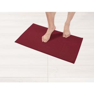 American Soft Linen Bath Rug, 17 in 24 in 100% Cotton Bath Mats Rugs for Bathroom, Slip Reducer Washable Shaggy Form Area Rugs, Burgundy Red Bath Rug