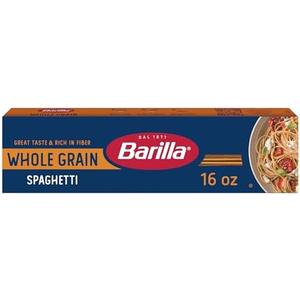 Barilla Whole Grain Spaghetti, 16 oz. Box - Non-GMO Pasta Made With 100% Whole Grain Durum Wheat - Great Source of Fiber