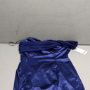 Women's Satin One-Shoulder Asymmetrical Ruffle Mini Dress (11-12, Navy)