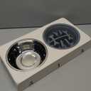 Jovrun Elevated Dog Bowls for Medium Large Size Dogs, Non-Slip Dog Feeder with 1*Stainless Steel Dishes & 1*Slow Feeder Bowl, 5 Heights Adjustable Raised Bowls to 3.15-8.66-9.84-11.02-12.2 (Beige)