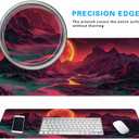 Red Mountain Large Mouse Pad Mountain Pattern Gaming Extended XL Mousepad Big Computer Keyboard Desk Mat for Non-Slip Rubber for Gaming and Office 31.5x11.8inch