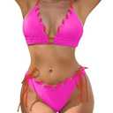 Blooming Jelly Women's Bikini Sets Cheeky Two Piece Swimsuits Triangle Top High Cut Bathing Suit Sexy Swimwear, Pink, XL