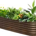 SnugNiture 8x2x2ft Raised Garden Bed Kit, 24" Tall Outdoor Metal Raised Planter Box for Planting Plants Vegetables Flowers Fruits, Brown