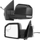 Power Heated Tow Mirrors Compatible with 2015 2016 2017 2018 2019 2020 Ford F150, Trailer Towing Side Mirrors w/LED Turn Signal & Ambient Temp Sensor(for 2019+), Carbon Fiber Grey Housing