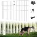 25 Panels Garden Fencing Animal Barrier, 17in (H) X 27ft (L) No Dig Dog Fence, 1.25 in Gap Fence Border for Dogs Rabbits, Rustproof Metal Decorative Fences Blocker for Outdoor, Yard, Patio, White