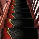 Stair Treads Carpet Set of 15 Red Black Luxury Non-Slip Self-Adhesive Stair Mats Runner Safety Rug Indoor Outdoor Step Cover for Kids Dogs 30"x8"