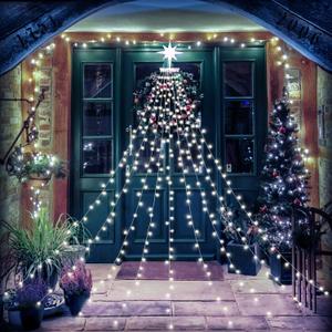 Christmas Star Decoration Lights, Outdoor String Lights, 320 LED 16.4Ft Christmas Tree Toppers String Lights [8 Modes& Waterproof] for New Year, Holiday. Birthday (White)