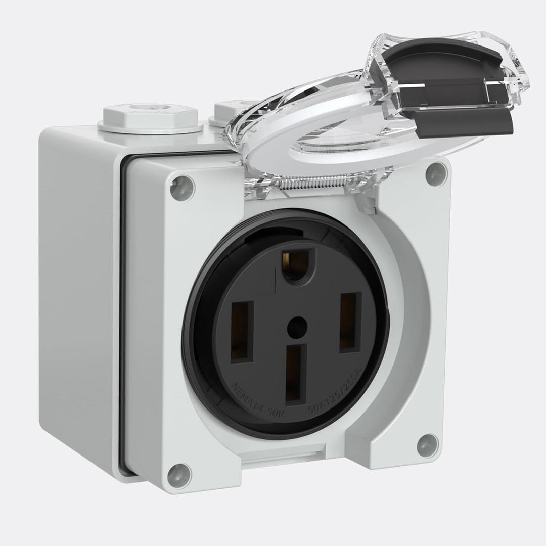 50 Amp Power Outlet Box,NEMA 14-50R Outlet 125/250Volt Weatherproof Outdoor Receptacle Panel,50 Amp RV Receptacle for Electric Vehicles,Camper, Generator, etc.ETL Listed