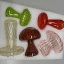 Hewory Glass Mushroom Vase for Flowers, 5pcs Colored Small Bud Flower Vases Unique, Mushroom Propagation Hydroponic Vases, Funky Cottagecore Decor for Home Room Kitchen Office Windowsill Decorations