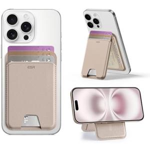 ESR Aura for MagSafe Wallet with Adjustable Stand, RFID Blocking, 5 Card Holder for Phone Case, Slim Magnetic Wallet for iPhone 17e/17/16/15/14/13/12 Series, Not for 13/12 Mini,Desert Titanium