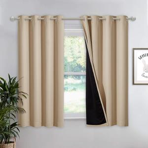 NICETOWN 100% Blackout Curtain 54 inches Long, Double-Deck Completely Blackout Window Treatment Thermal Insulated Lined Drape for Small Window (White, 1 PC, 52 inches Width Each Panel)