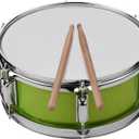 12 Inch Snare Drum Head with Drumsticks Shoulder Strap Drum Key for Student Band (Green)