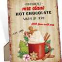 2 x Christmas Hot Chocolate Bar Sign, Hot Cocoa Bar Accessories, 8 x 11 Inch Vintage Gingerbread Cookies Wood Plaque for Table or Wall Hanging, Christmas Coffee Station Decor for Home Kitchen