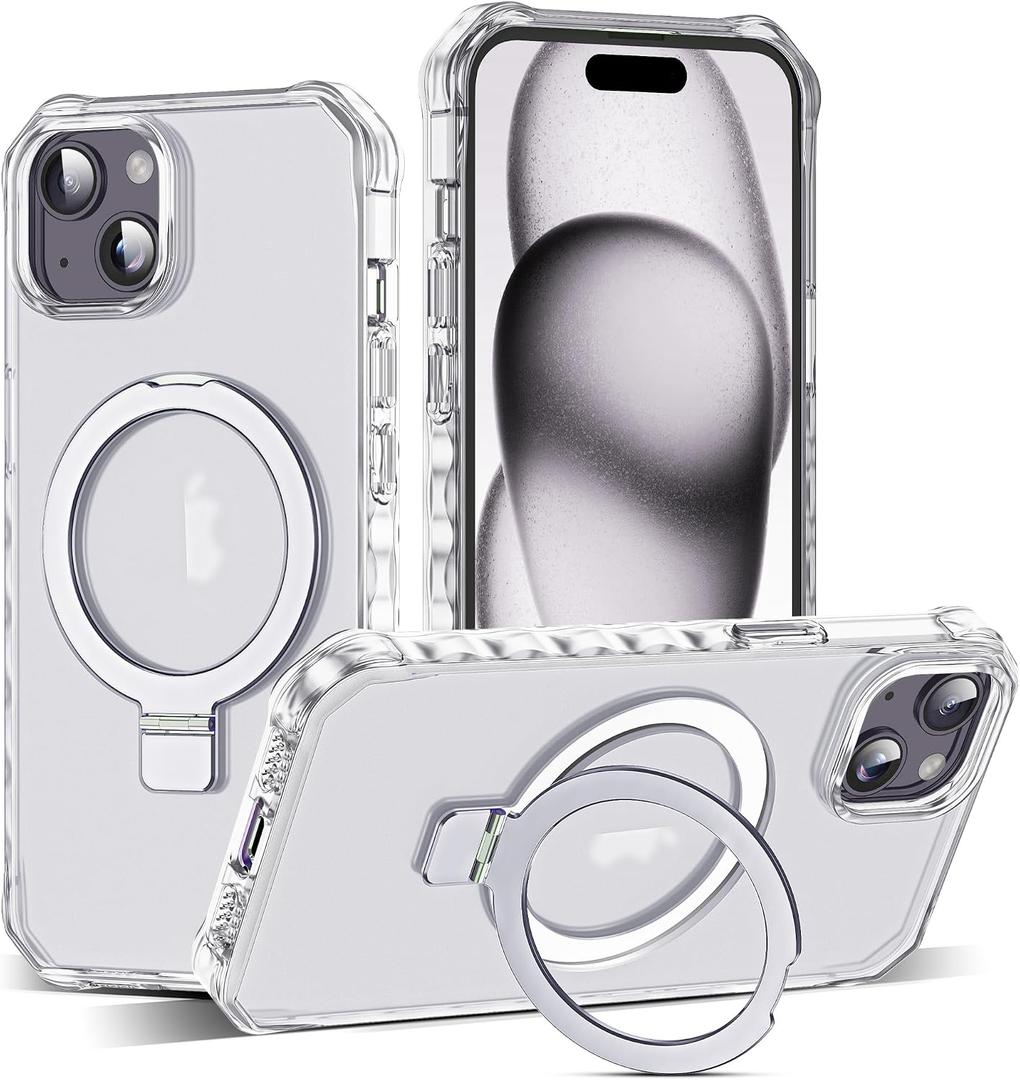 Wave Edge Case for iPhone 15 with Stand 6.1", White