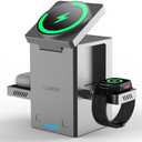 LOBKIN 3 in 1 Wireless Charging Station for Apple Multiple Devices, 15W Fast Foldable Magnetic Charger Stand for iPhone 16 15 14 13 12 Pro Max, Apple Watch Series 10/9/8/Ultra