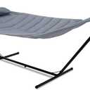 Lazy Daze Deluxe Heavy Duty Hammock with Stand for Outside, Light Grey