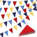 Red Blue Yellow Pennant Banner Garland Bunting Decorations for Circus Clown Carnival Birthday Wedding Outdoor Hanging Festivals 33Feet 32 Flags