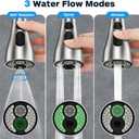 Kitchen Faucet Head Replacement 3 Modes with 17 Adapters, Pull Down Spray Head for Kitchen Faucet, Kitchen Sink Faucet Head G 1/2, Sprayer Head Replacement, Compatible with MoenDelta, Kohler Faucets