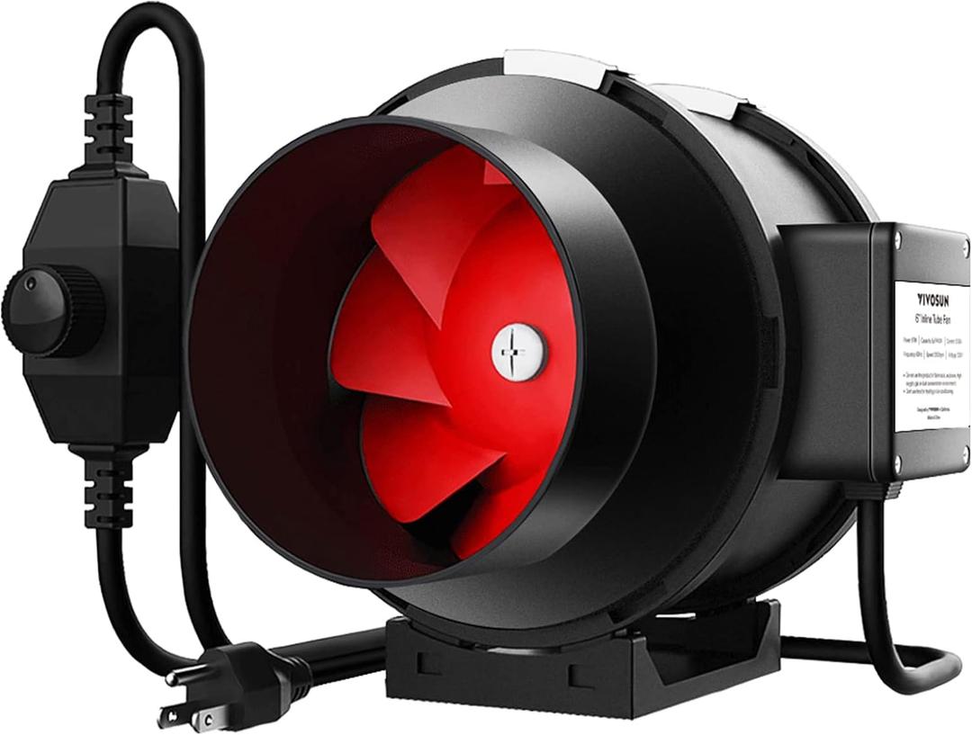 VIVOSUN R6 6 Inch 390 CFM Inline Duct Fan with Variable Speed Controller HVAC Blower for Ventilation