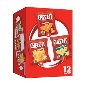Cheez-It Cheese Crackers, Baked Snack Crackers, Lunch Snacks, Variety Pack, 12.1oz Box (12 Packs) (EXP 02/03/26)