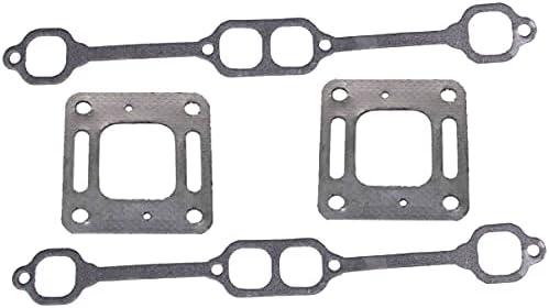 BH-Motor New Exhaust Manifold Gasket kit for Mercruiser 5.0 mpi 5.7 350 Mag Riser Block V8 Replace # 39880