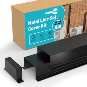 Metal Line Set Cover Kit, Heavy Duty HVAC Lines Cover Set for Mini Split & Central Air Conditioner & Heat Pump, 6" x 4" x 6.5ft, Black, 2 PCS