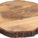 GoCraft Wooden Round Cutting Board with Tree Bark Rim | 1.5" Thick Mango Wood Live Edge Chopping, Prep, Serve Board | Charcuterie Platter - 12.75", 12.8"L x 12.8"W