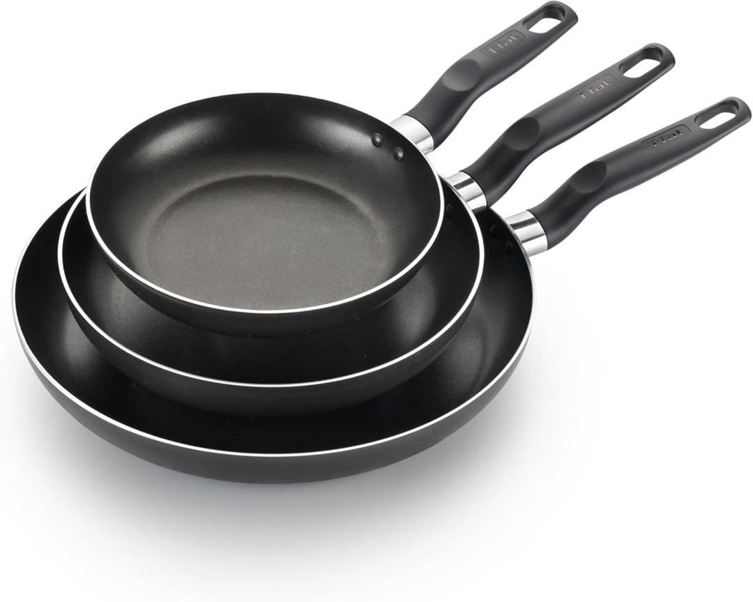 T-Fal Classic Nonstick Fry Pan Set 3 Piece: 8, 9.5, & 12 Inch, Oven Broiler Safe 350F, Kitchen Cookware Set, Pots and Pans Set Non Stick, Frying Pans, Skillets, Dishwasher Safe, Black