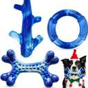 Furdog Indestructible Dog Toys for Aggressive Chewers 3 Pack, Tough Dog Toys for Large Dogs Chew Toys Keep Them Busy, Bacon Flavor, Blue