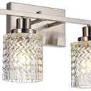 MELUCEE 4 Lights Brushed Nickel Vanity Light with Hammered Glass Shade