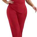 Ekaliy Womens 2 Piece Outfits Short Sleeve Tops Dressy Pant Sets Business Casual Outfits (Red, XXL)