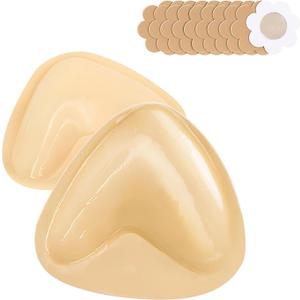 Snowy Sticky Bra Silicone Cups for Bust Adhesive Bra Push Up Double-Sided Adhesive Bra Inserts for Sportswear Swimsuit Bikini (Beige)